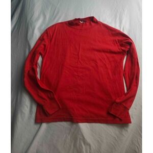 Vintage 90s Ginnis Girl Top Women Large Red Minimalist Long Sleeve Mock Neck USA